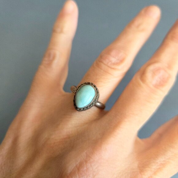 Vintage sterling silver 925 ring with Turquoise stone. Size 7 (17mm diameter). - Picture 2 of 7